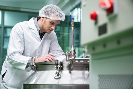Portrait of a scientist, apothecary extracting cannabis oil using scientific equipment in a...