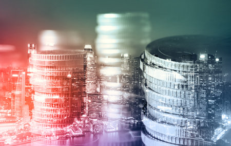 Finance and money technology background concept of business prosperity and asset management . Creative graphic show economy and financial growth by investment in valuable asset to gain wealth profit .の写真素材