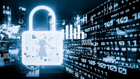 Cyber security and online data protection with tacit secured encryption software . Concept of smart...