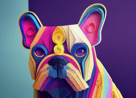 Splendid intricate paper quilling lion in digital art . Generative AI.の素材