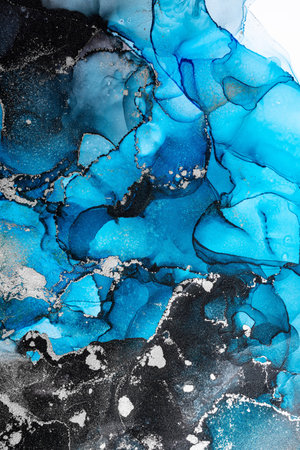 Marble ink abstract art from exquisite original painting for abstract background . Painting was...