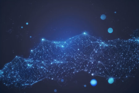 Blue technology abstract background of connection network. Peculiar AI generative image.の素材