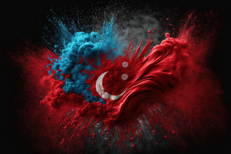 Image of color powder splash and explosion abstract art . Admirable Generative AI image .の素材