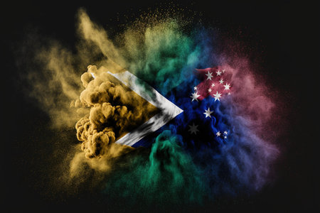 Image of color powder splash and explosion abstract art . Admirable Generative AI image .の素材