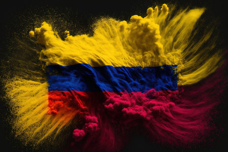 Image of color powder splash and explosion abstract art . Admirable Generative AI image .の素材