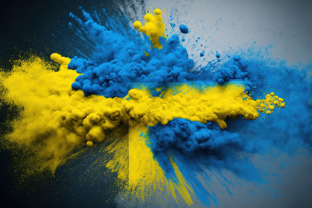 Image of color powder splash and explosion abstract art . Admirable Generative AI image .の素材