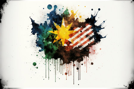 Image of watercolor splash and explosion abstract art . Admirable Generative AI image .の素材