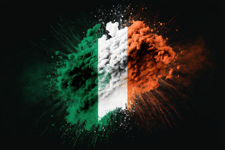 Image of color powder splash and explosion abstract art . Admirable Generative AI image .の素材