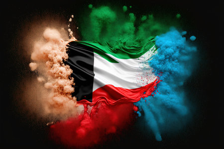 Image of color powder splash and explosion abstract art . Admirable Generative AI image .の素材