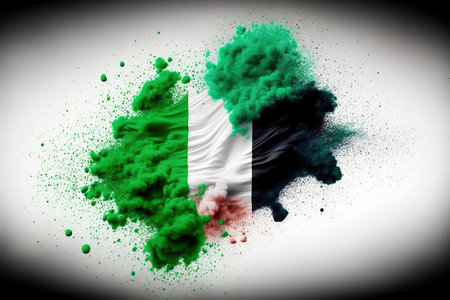 Image of color powder splash and explosion abstract art . Admirable Generative AI image .の素材