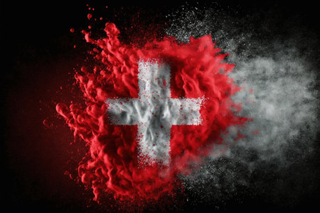 Image of color powder splash and explosion abstract art . Admirable Generative AI image .の素材