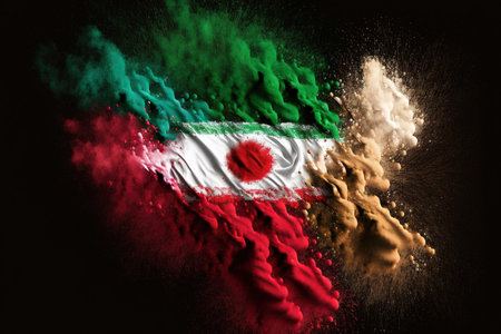 Image of color powder splash and explosion abstract art . Admirable Generative AI image .の素材