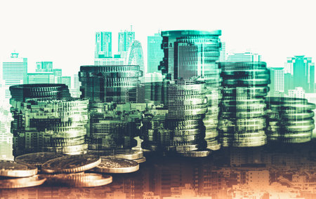 Finance and money technology background concept of business prosperity and asset management . Creative graphic show economy and financial growth by investment in valuable asset to gain wealth profit .の写真素材