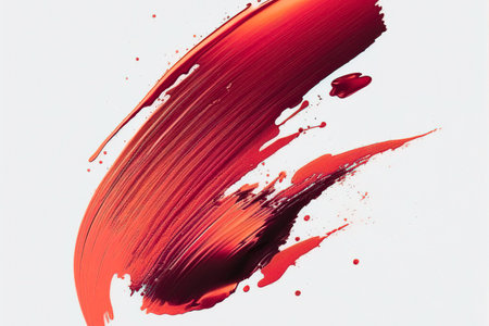 Paint brush stroke with oil paint color embossed 3D texture on white background . Admirable Generative AI image .の素材