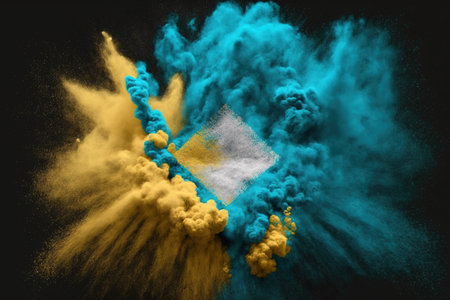 Image of color powder splash and explosion abstract art . Admirable Generative AI image .の素材
