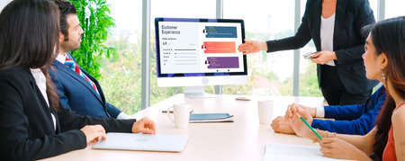 Customer experience and review analysis by modish computer software for corporate businessの写真素材