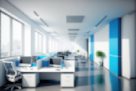 Blur background of modern office interior design . Contemporary workspace for creative businessの写真素材