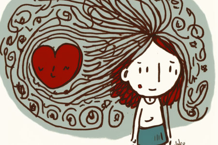 woman love problem mental health concept cartoon doodle mental health . Admirable Generative AI image .の素材