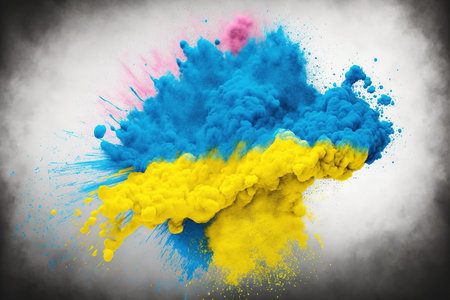 Image of color powder splash and explosion abstract art . Admirable Generative AI image .の素材