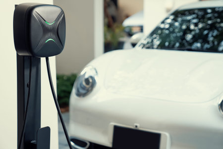 Focus electric home charging station powered from green energy at home for vehicle engine....