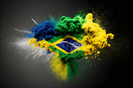 Image of color powder splash and explosion abstract art . Admirable Generative AI image .の素材