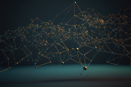 Abstract of polygon space in darkness. Concept of molecules geometric. Finest generative AI.の素材