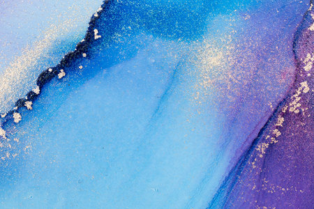 Original artwork photo of marble ink abstract art. High resolution photograph from exemplary original painting. Abstract painting was painted on HQ paper texture to create smooth marbling pattern.の写真素材