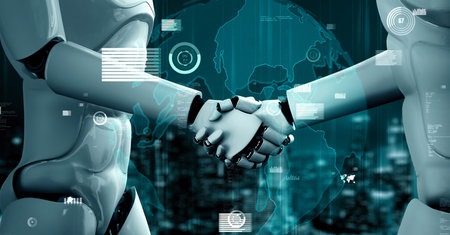 Future financial technology controll by AI robot huminoid uses machine learning and artificial...