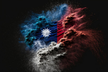 Image of color powder splash and explosion abstract art . Admirable Generative AI image .の素材