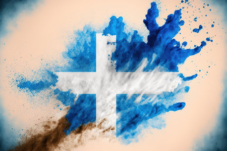 Image of color powder splash and explosion abstract art . Admirable Generative AI image .の素材