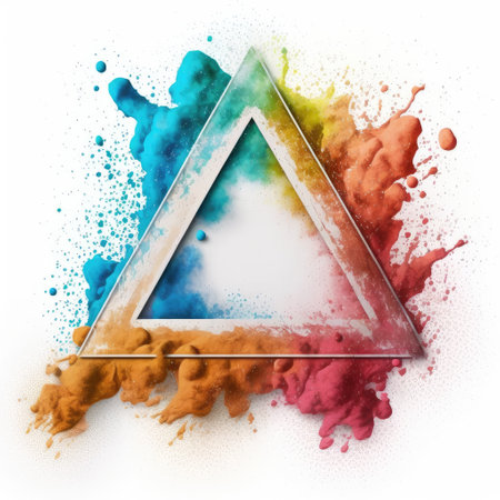 Exploring of multicolor powder color in triangle shape with background. Finest generative AI.の素材