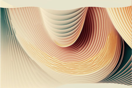 Abstract art of overlapped curve line in pastel color pattern. Concept of enormous minimal layer background. Designed by arrayed harmony spiral movement. Finest generative AI.の素材