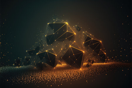 Abstract of polygon space in darkness. Concept of molecules geometric. Finest generative AI.の素材