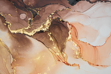Original artwork photo of marble ink abstract art. High resolution photograph from exemplary original painting. Abstract painting was painted on HQ paper texture to create smooth marbling pattern.の写真素材