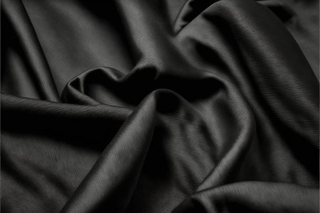 Abstract art of textured black fabric for clothing. Concept of wavy textile material with whole background. Finest generative AI.の素材