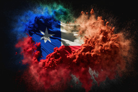 Image of color powder splash and explosion abstract art . Admirable Generative AI image .の素材
