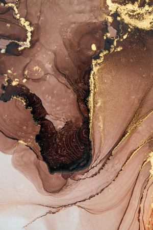 Original artwork photo of marble ink abstract art. High resolution photograph from exemplary original painting. Abstract painting was painted on HQ paper texture to create smooth marbling pattern.の写真素材