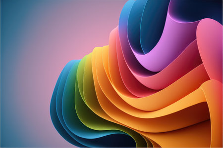 Abstract wave colorful pattern of spectrum color. Concept of enormous minimal colorful gradient background in pastel color. Finest generative AI.の素材