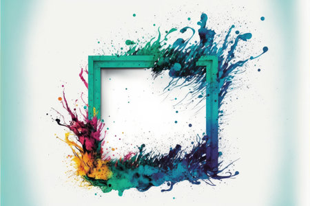 Colorful square arts of abstract frame. Concept of watercolor painting on geometry. Finest generative AI.の素材