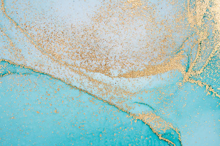 Original artwork photo of marble ink abstract art. High resolution photograph from exemplary original painting. Abstract painting was painted on HQ paper texture to create smooth marbling pattern.の写真素材