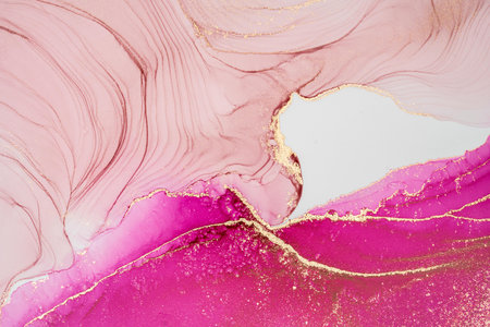 Original artwork photo of marble ink abstract art. High resolution photograph from exemplary original painting. Abstract painting was painted on HQ paper texture to create smooth marbling pattern.の写真素材