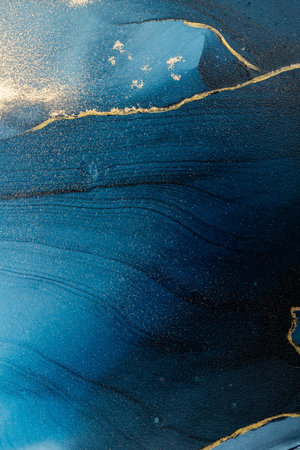 Original artwork photo of marble ink abstract art. High resolution photograph from exemplary original painting. Abstract painting was painted on HQ paper texture to create smooth marbling pattern.の写真素材