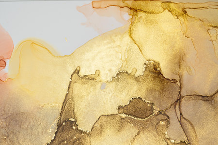 Original artwork photo of marble ink abstract art. High resolution photograph from exemplary original painting. Abstract painting was painted on HQ paper texture to create smooth marbling pattern.の写真素材