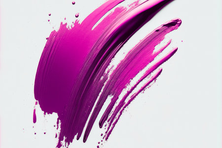 Paint brush stroke with oil paint color embossed 3D texture on white background . Admirable Generative AI image .の素材