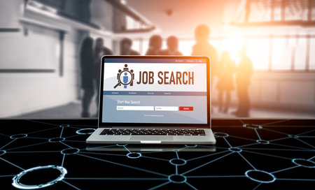 Online job search on modish website for worker to search for job opportunities on the recruitment internet networkの写真素材