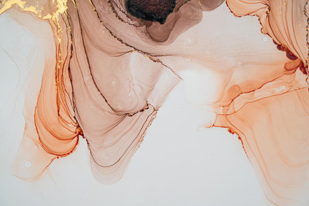 Original artwork photo of marble ink abstract art. High resolution photograph from exemplary original painting. Abstract painting was painted on HQ paper texture to create smooth marbling pattern.の写真素材