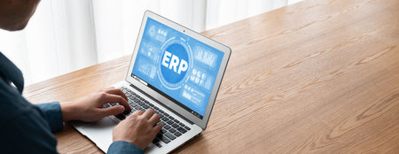 ERP enterprise resource planning software for modish business to plan the marketing strategyの写真素材