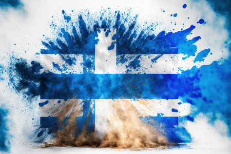 Image of color powder splash and explosion abstract art . Admirable Generative AI image .の素材