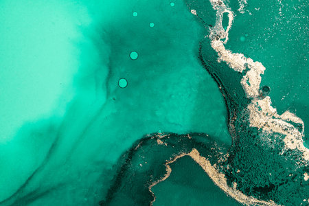 Original artwork photo of marble ink abstract art. High resolution photograph from exemplary original painting. Abstract painting was painted on HQ paper texture to create smooth marbling pattern.の写真素材