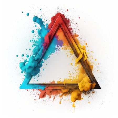 Exploring of multicolor powder color in triangle shape with background. Finest generative AI.の素材
